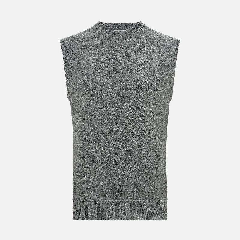 Ash Grey  Cashmere Round Neck Vest