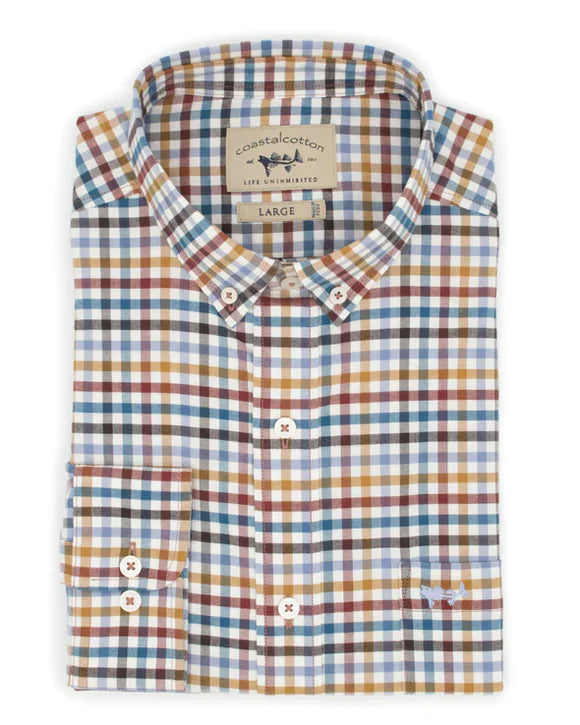 Coastal Cotton Gingham Woven Button up