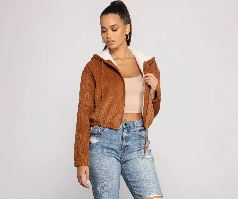 Corduroy Cutie Cropped Sherpa Jacket