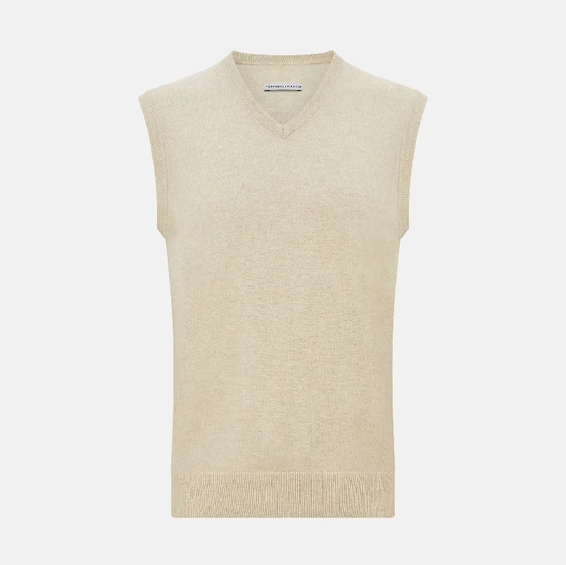 Cream Cashmere V-neck Vest