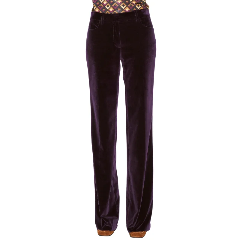 Flared Plum Velvet Trousers