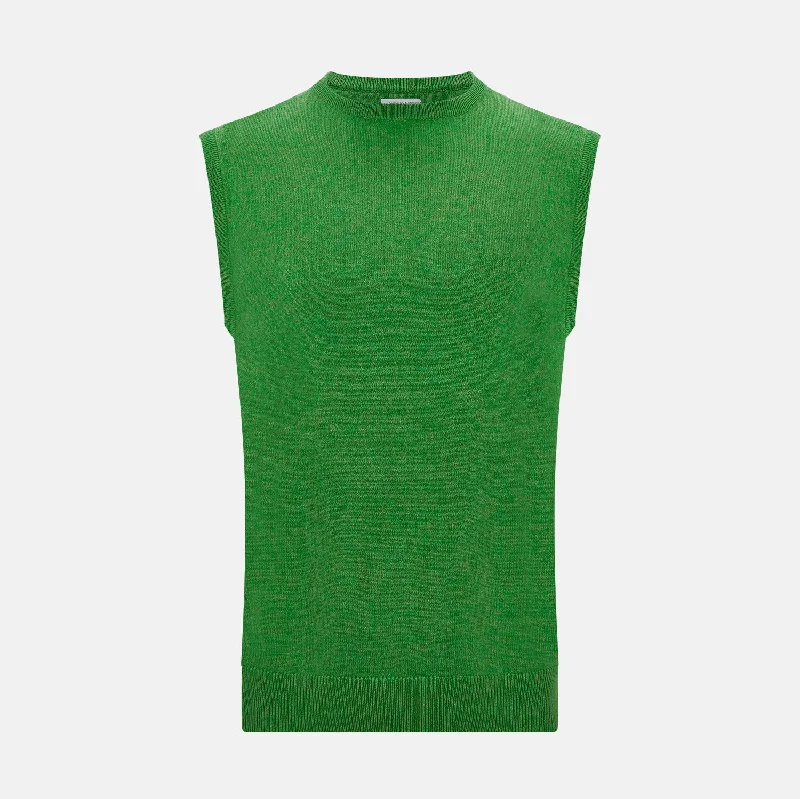 Grass Green Cashmere Round Neck Vest