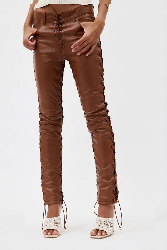 Guido Cocoa Leather Trousers