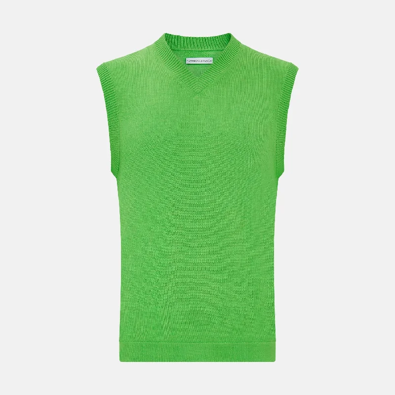 Lime Green Fine Merino V-Neck Vest