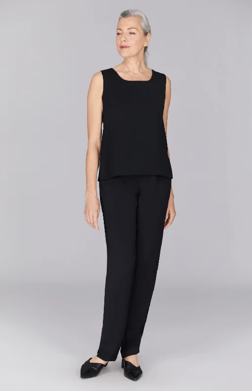 Lustrous Crepe Essential Narrow Leg Pant w/Flat Front & Back Elastic