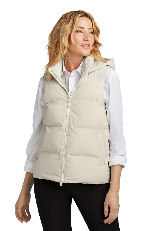 Mercer+Mettle Womens Water Resistant Full Zip Hooded Puffy Vest - Birch