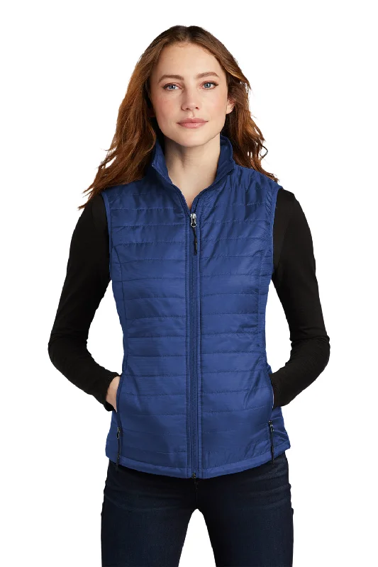 Port Authority Womens Water Resistant Packable Puffy Full Zip Vest - Cobalt Blue