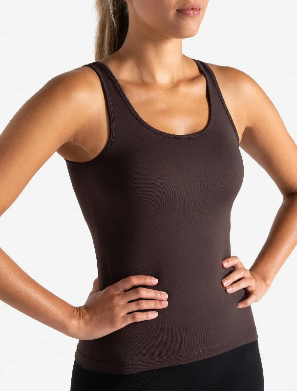 Sculpt Seamless Built-In Bra Vest - Espresso