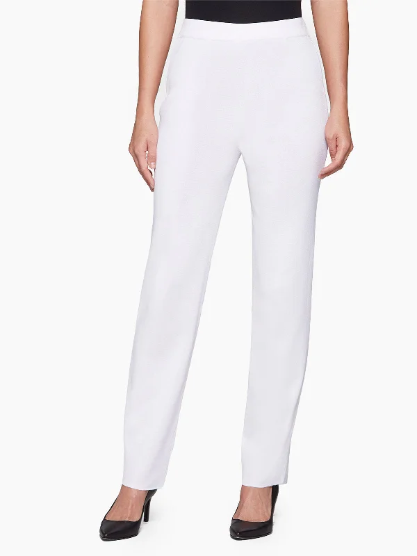 Straight Leg Knit Pant, White