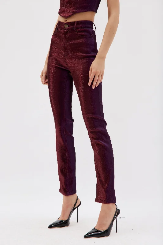 Straight Leg Purple Slit Pant