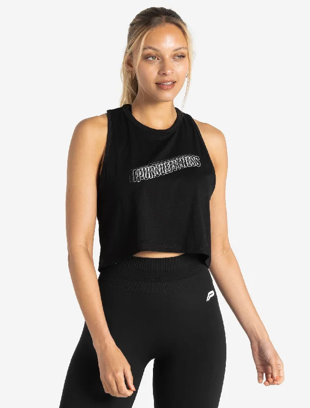 Wave Crop Tank - Black