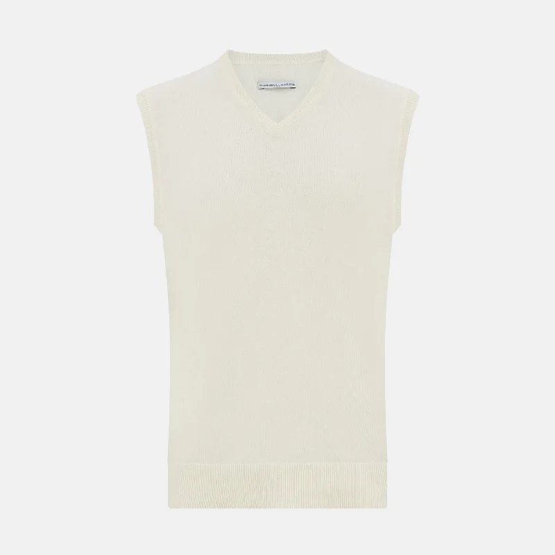 White Cashmere V-neck Vest