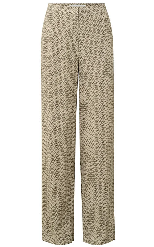 Rye Green Printed Wide Leg Trousers