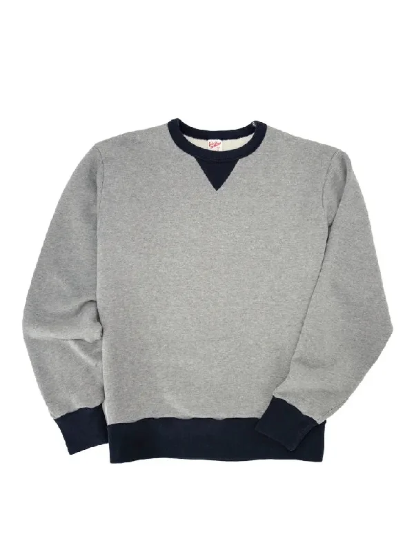 50's Crewneck Sweater- Heather Grey/Navy