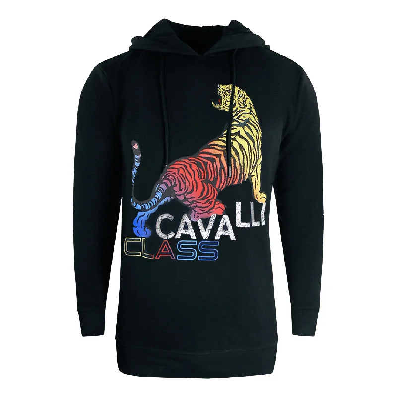 Cavalli Class Bold Tiger Logo Black Hoodie