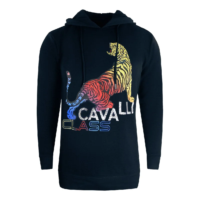 Cavalli Class Bold Tiger Logo Navy Blue Hoodie