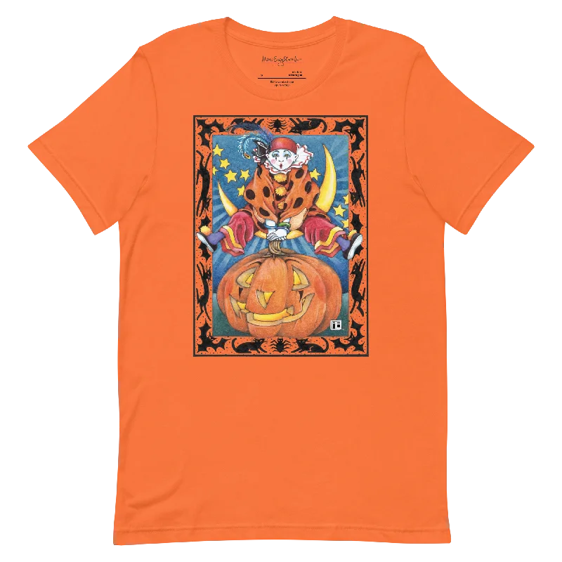 Clown Jumping Over Pumpkin Unisex T-Shirt