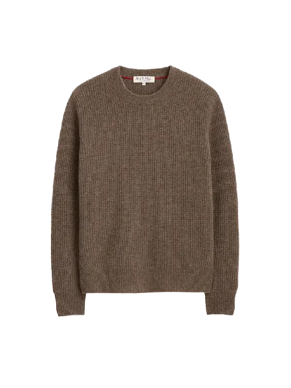 Jordan Sweater in Washed Cashmere- Heather Walnut