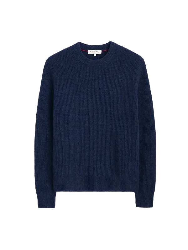 Jordan Sweater in Washed Cashmere- Heather Navy