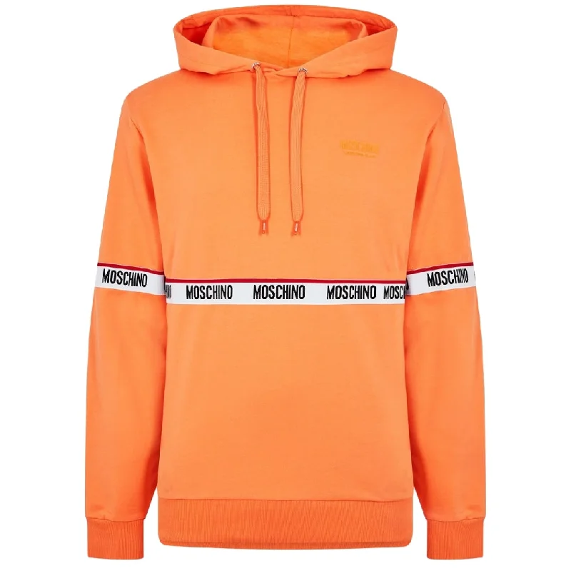 Moschino Branded Taped Chest Orange Hoodie