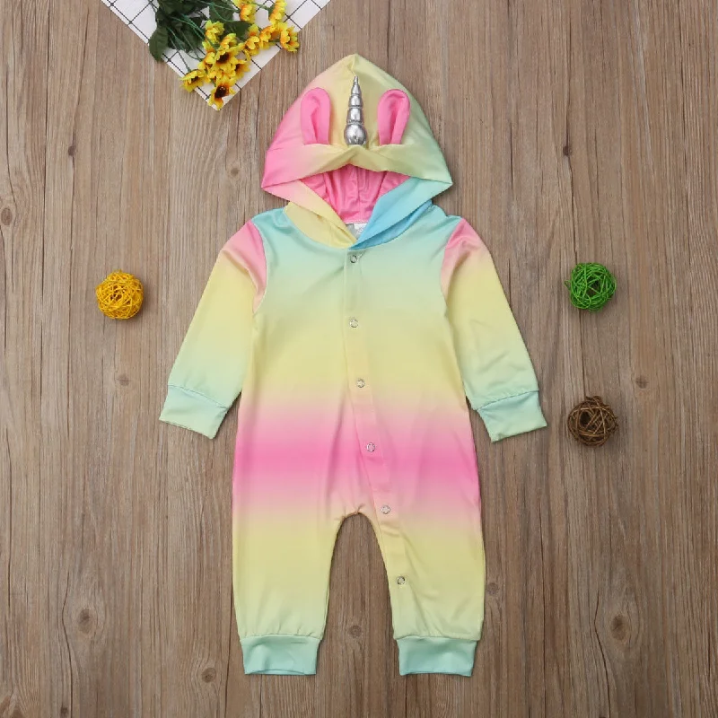 Multi Color Hooded Unicorn Onesie