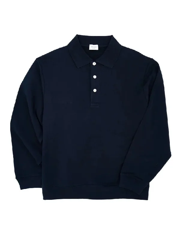 Relaxed Polo Sweatshirt- Dark Navy