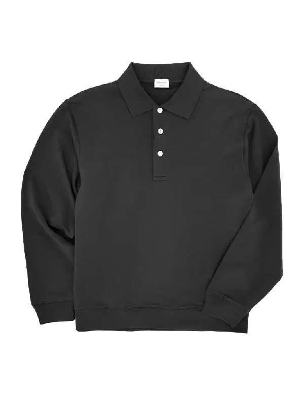 Relaxed Polo Sweatshirt- Carbon Black