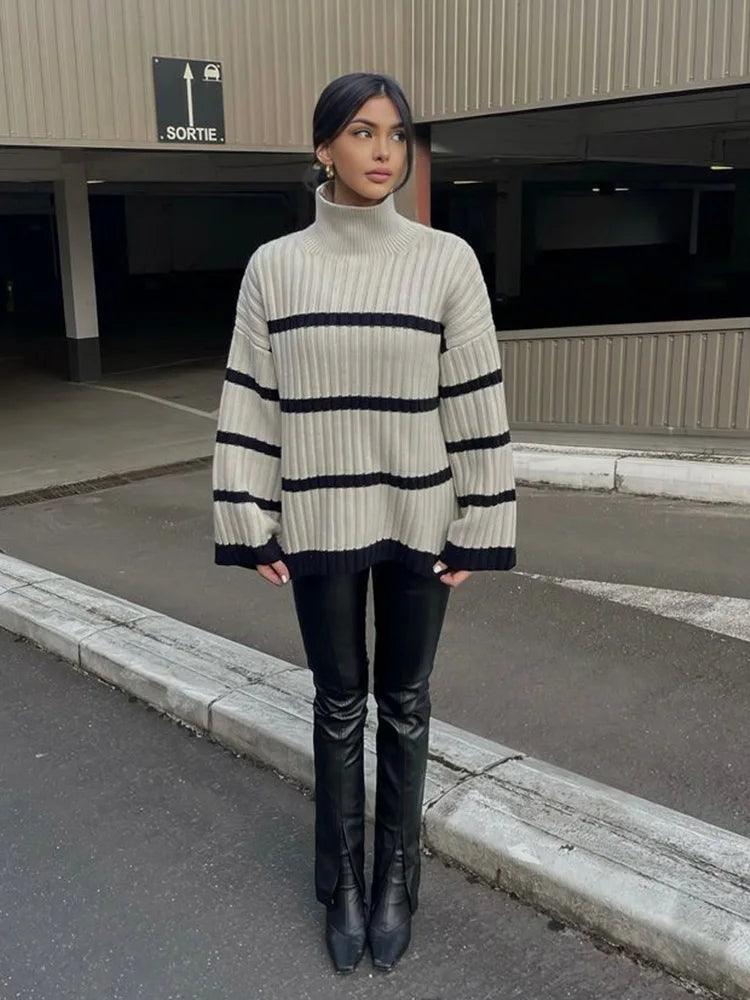 Striped Knitted Long Sleeve Jumper