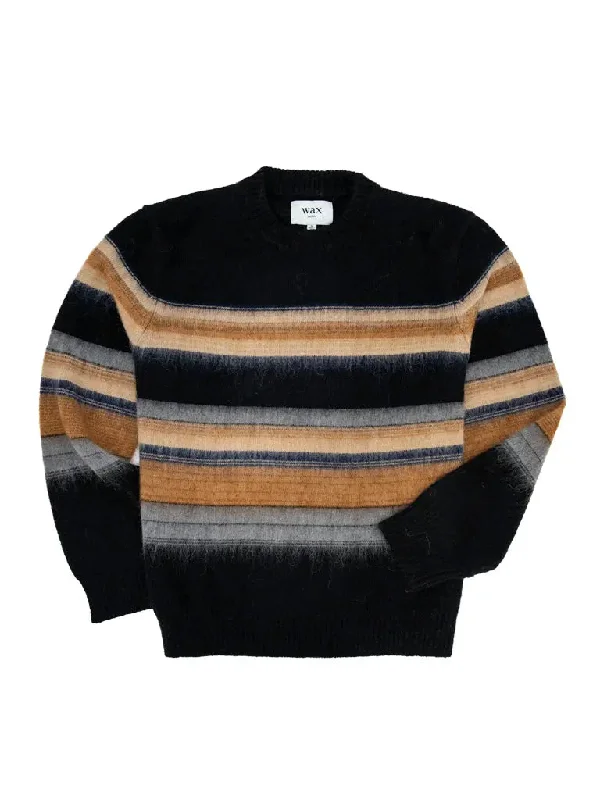 Wilde Brush Stripe Crew Neck- Black