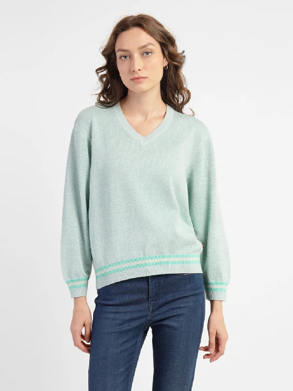 Women's Solid V Neck Sweater