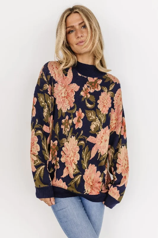 Polly Sweater | Navy Multi Floral