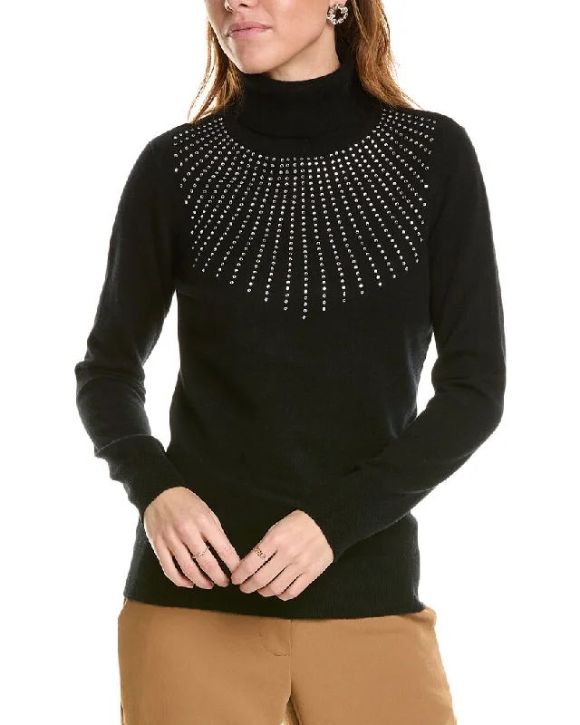 sofiacashmere Heatset Starburst Turtleneck Cashmere Sweater