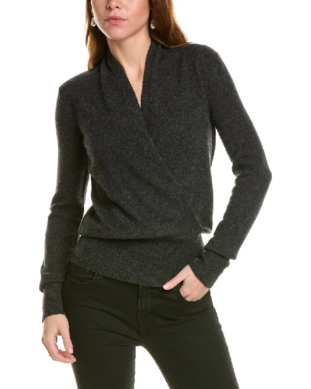 sofiacashmere Modern Faux Wrap Cashmere Sweater