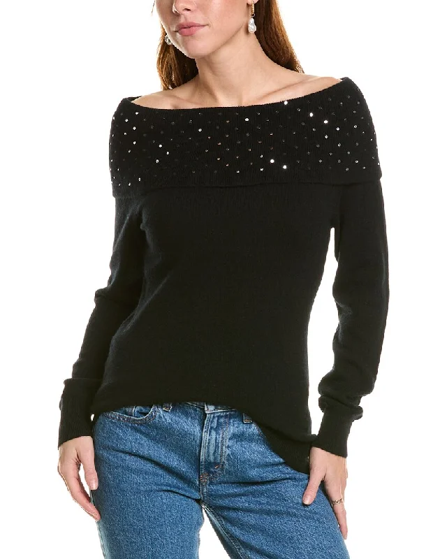 sofiacashmere Off-the-Shoulder Cashmere Sweater