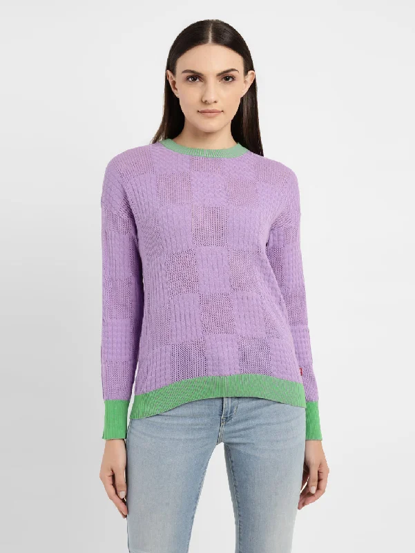 Women's Self Design Round Neck Sweater