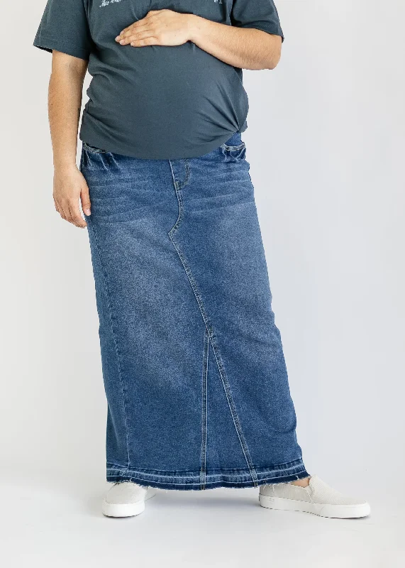 Elise Maternity Maxi Denim Skirt