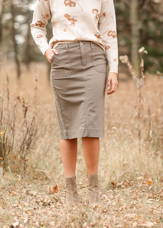 Erica Cotton Twill Midi Skirt