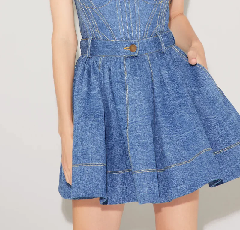 Fleur Du Mal Denim Flare Skirt