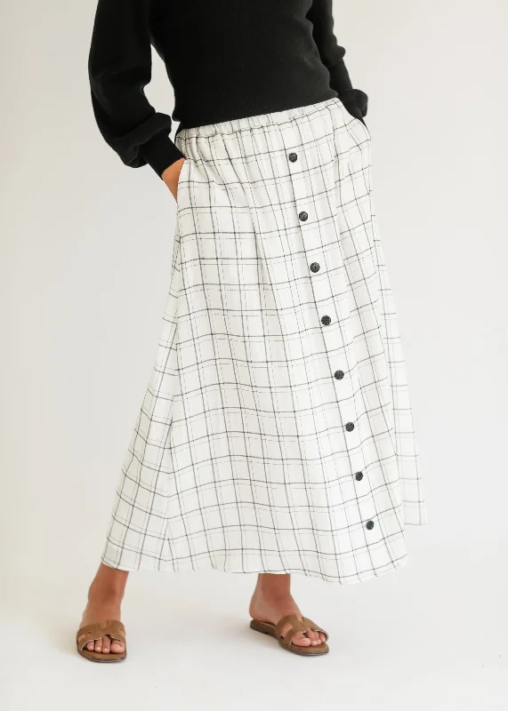 McKenna Plaid Button Detail Maxi Skirt