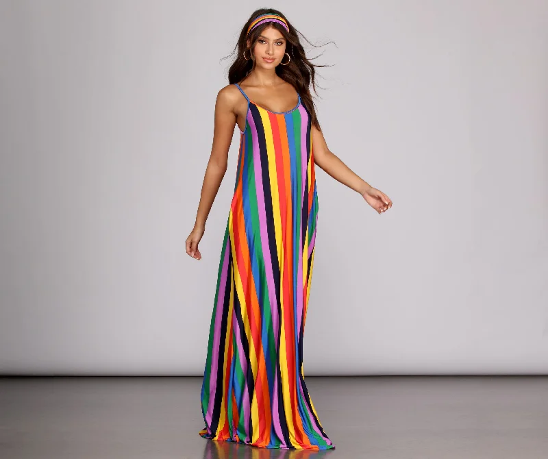 Rainbow Wave Maxi Dress