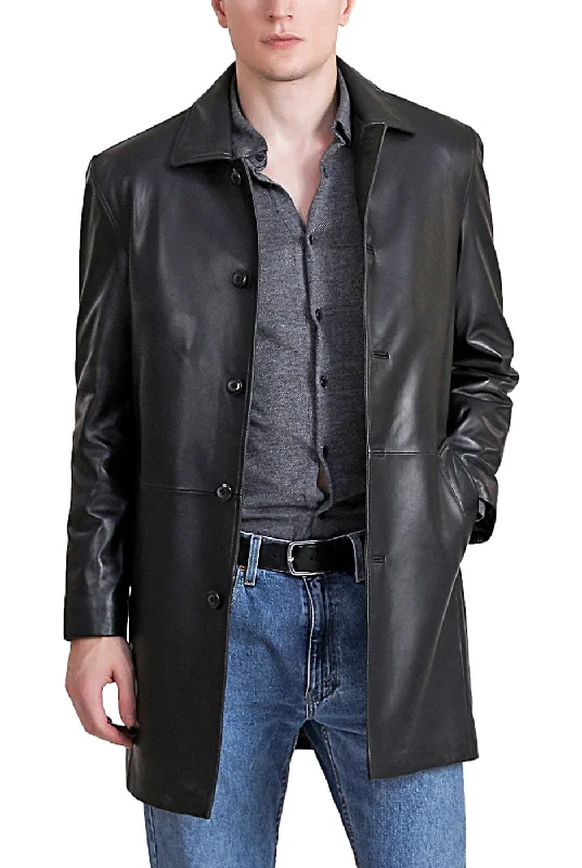 BGSD Men Peter Three-Quarter Lambskin Leather Car Coat