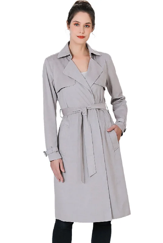 BGSD Women Charlotte Long Suede Trench Coat