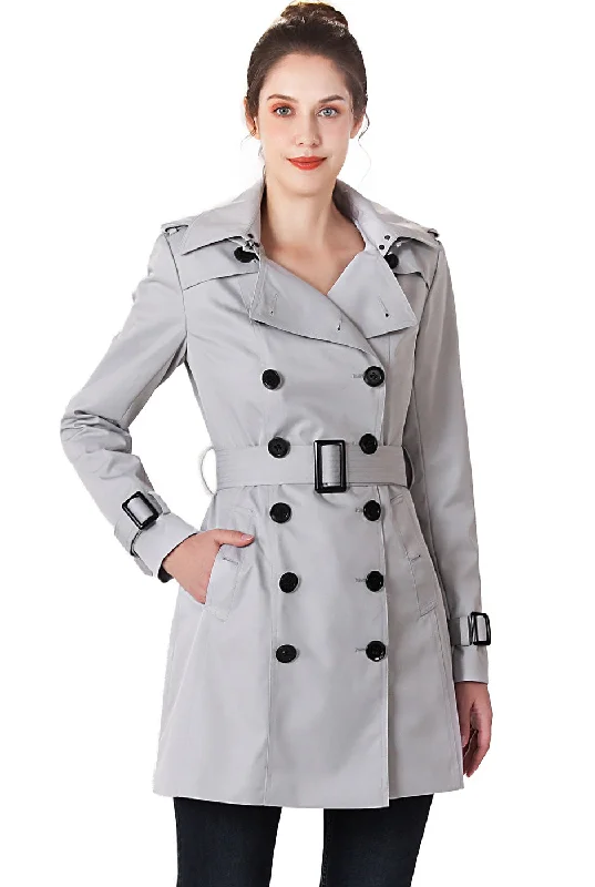 BGSD Women Leah Waterproof Hooded Mid Length Trench Coat