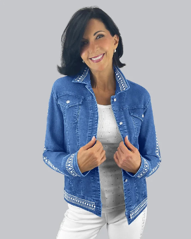 Denim Bolero Jacket w/ Embellished Details