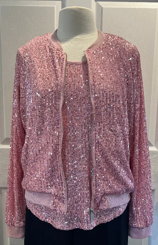 Pink Sequin Bomber Jacket