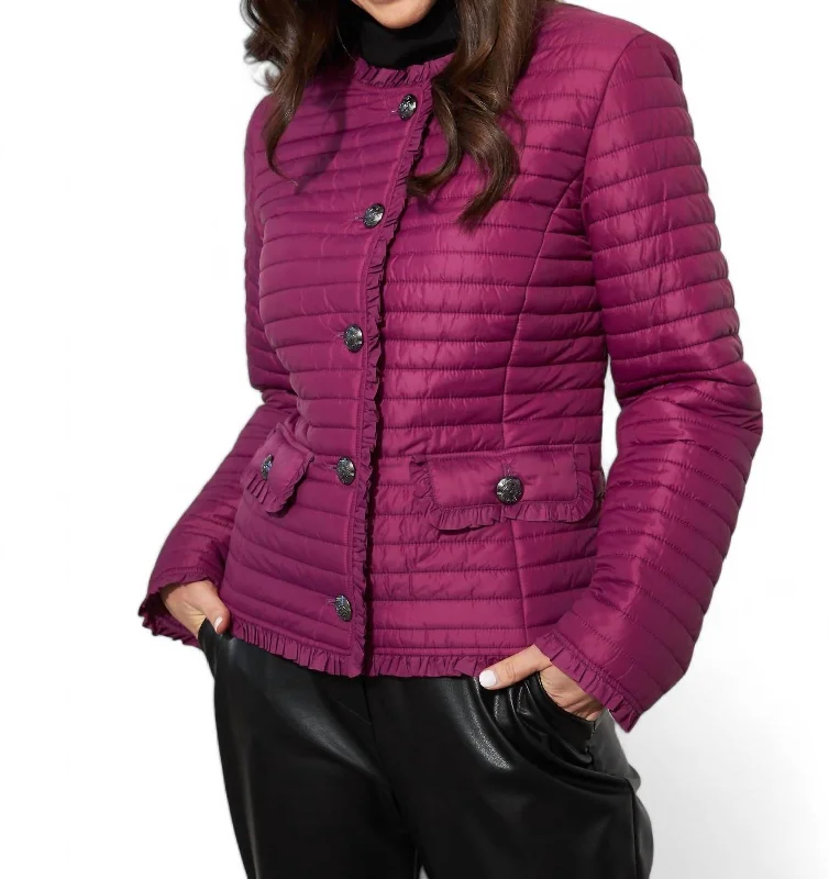 Quilted Puffer Coat In Vineyard