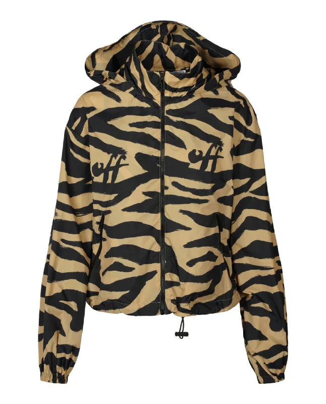 Zebra-Print Hooded Jacket