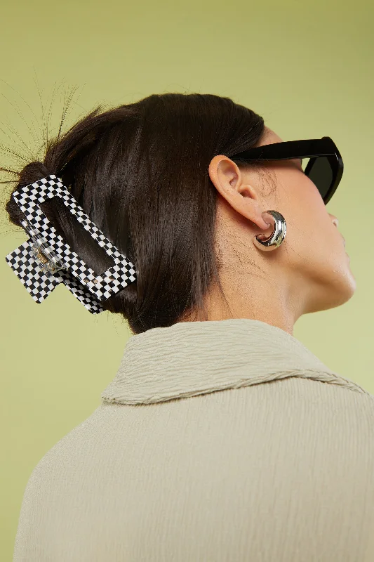 CHECKERED PRINT HAIR CLIP