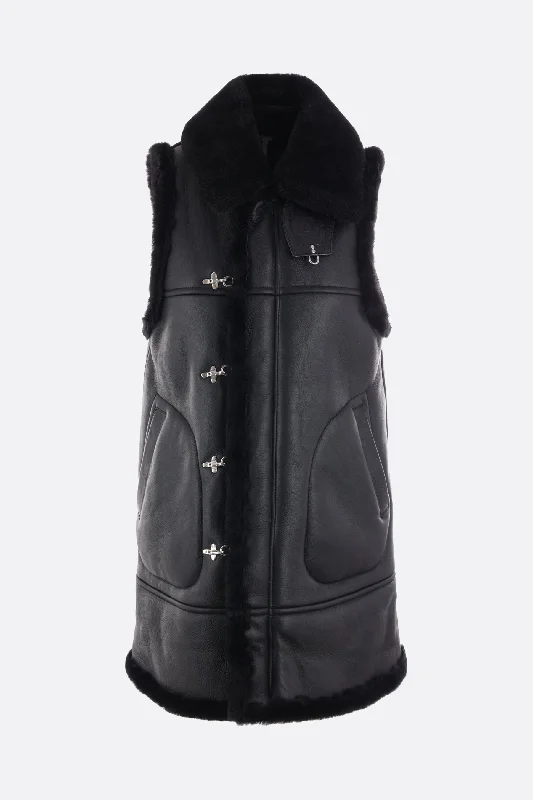 shearling sleeveless jacket