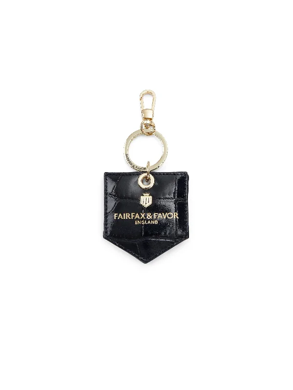 Signature Key Ring Mirror - High Shine Navy Croc